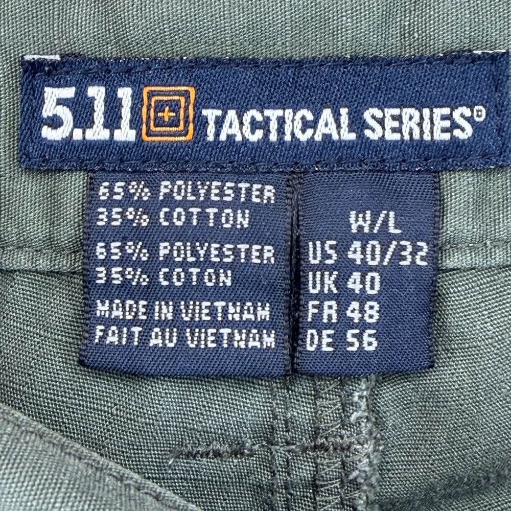 5.11 Tactical Series Men's Cargo Pants Green Waist 40/32 Utility Work‎ Pants